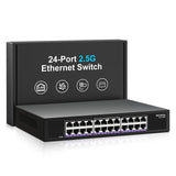 24 Port 2.5Gb Ethernet Switch Unmanaged, NICGIGA 24 Port 2.5G Network Switch, Plug & Play, Desktop or 19-inch Rack Mount, Fanless Metal Design.