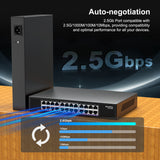 24 Port 2.5Gb Ethernet Switch Unmanaged, NICGIGA 24 Port 2.5G Network Switch, Plug & Play, Desktop or 19-inch Rack Mount, Fanless Metal Design.