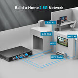 24 Port 2.5Gb Ethernet Switch Unmanaged, NICGIGA 24 Port 2.5G Network Switch, Plug & Play, Desktop or 19-inch Rack Mount, Fanless Metal Design.