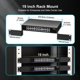 24 Port 2.5Gb Ethernet Switch Unmanaged, NICGIGA 24 Port 2.5G Network Switch, Plug & Play, Desktop or 19-inch Rack Mount, Fanless Metal Design.