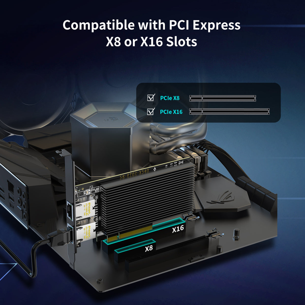 10Gb Dual LAN Base-T PCI-e Network Card, Intel X540 Controller, NICGIG ...